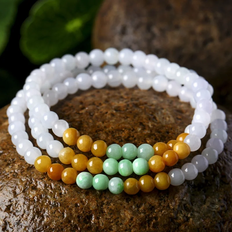 Manufacturer Natural Emerald Women's Ice Waxy Kinds Jade round Beads for Girlfriend Bracelet