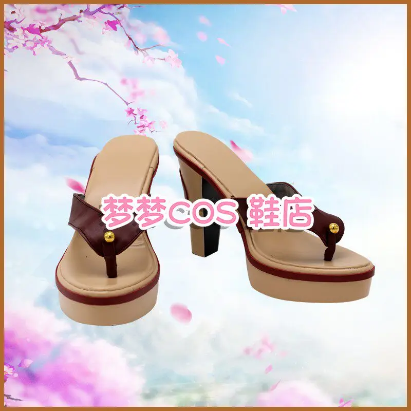 Anime Genshin Impact Beelzebul Cosplay Shoes Brown Short PU Leather Flat Sole Boots For Halloween Carnival
