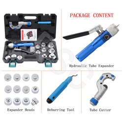 HVAC Hydraulic Swaging Tool Kit Manual Copper Alumimum Pipe Expanding Machine 11 Heads Tube Expander 10mm To 42mm CT/VG-300A