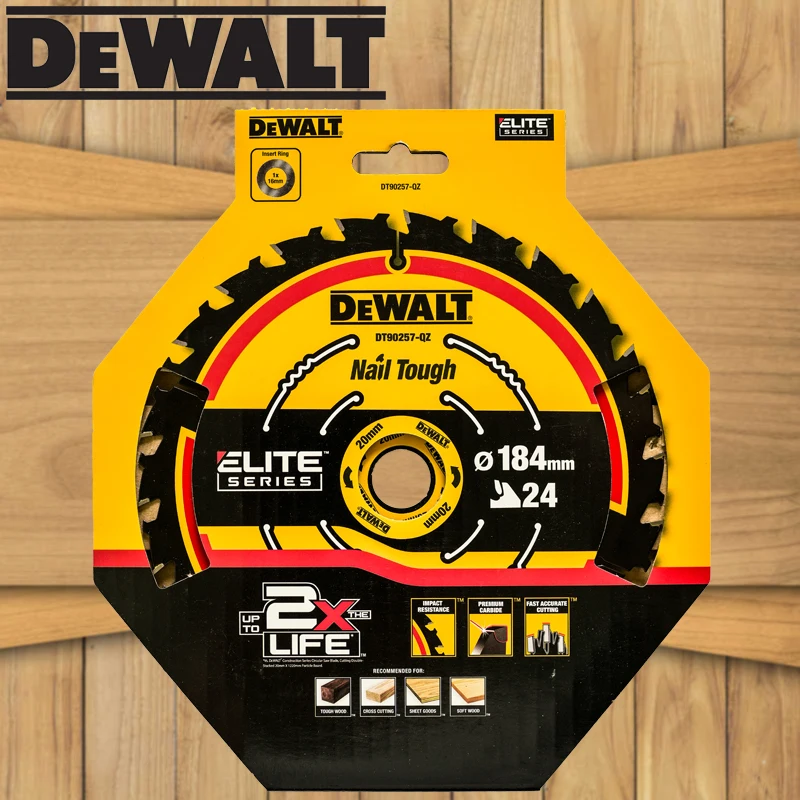 DEWALT DT90257 Piła tarczowa 2X 184mm * 20/16mm 24T Dedykowana tarcza tnąca do obróbki drewna stolarskiego