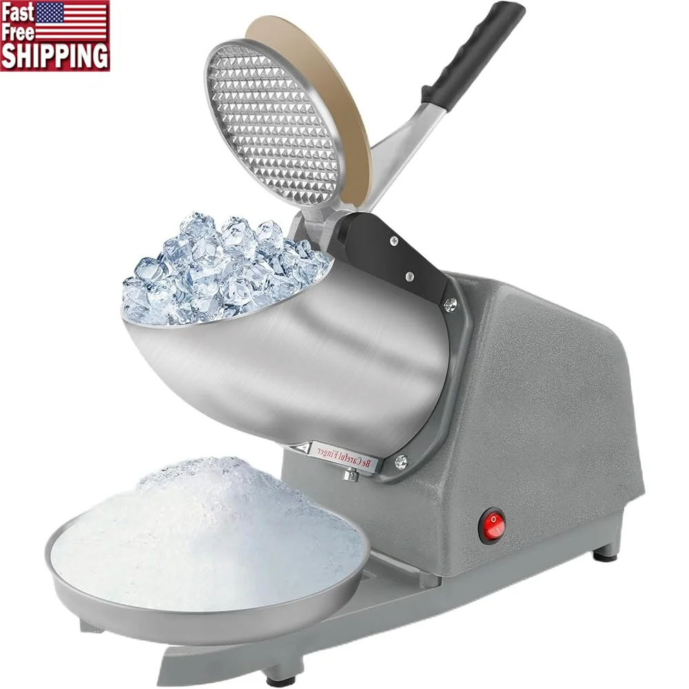 

High Efficiency Snow Cone Machine Electric Shaved Ice Maker 143lbs/hr Dual Blades Low Noise Home Dessert Shop