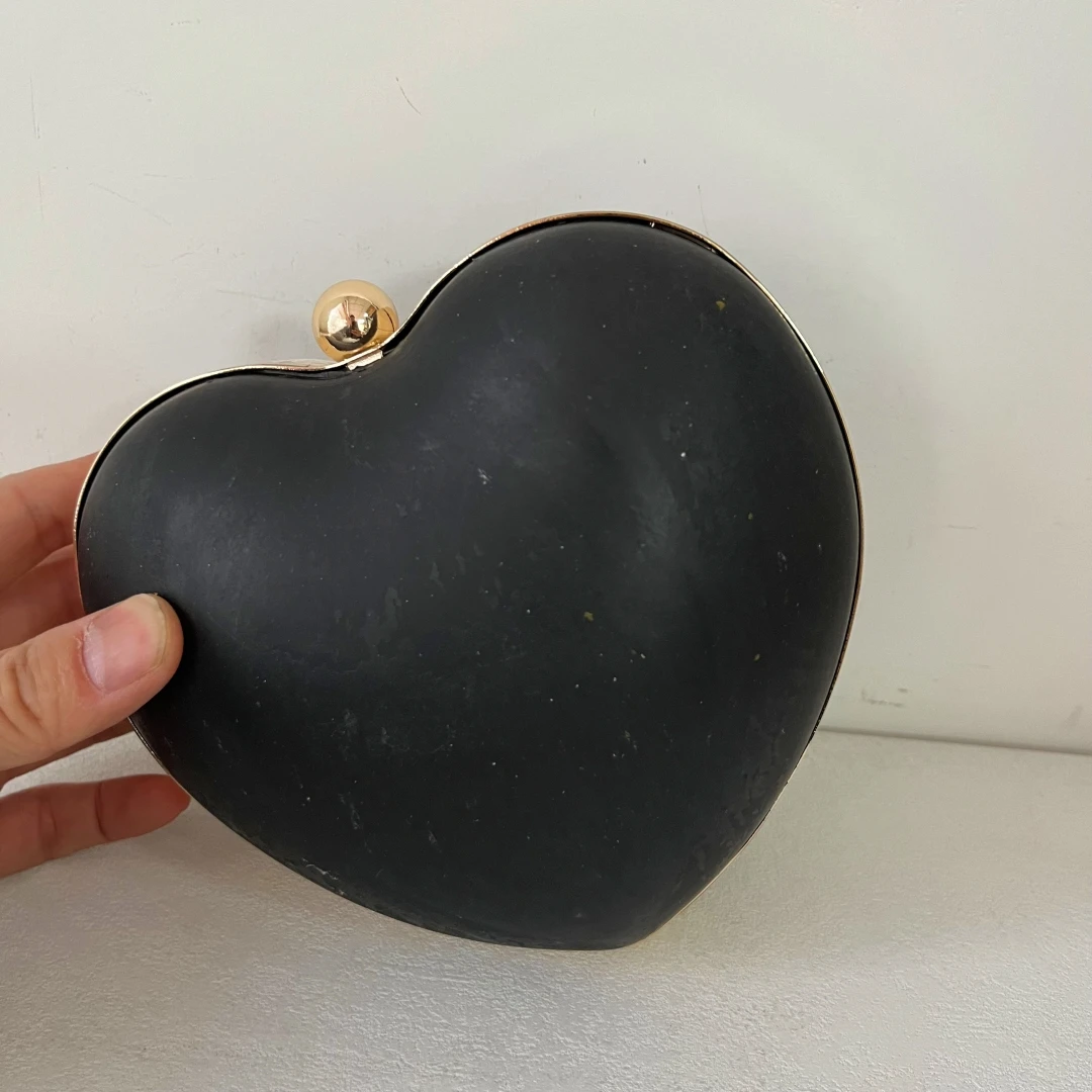 16.5cm Big Heart-Shaped Box Frame Party Bag Clutch Bag Dinner Handbag Hinge Case Hardware Clip Metal Box Clutches Purse Frame