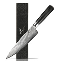8 Inch Damascus Multi-functional Chef Knife, Professional High Carbon Kitchen Knives, Razor Sharp Lightweight Pakkawood Handle
