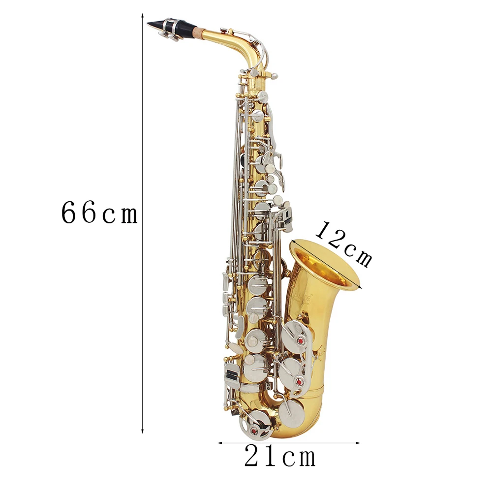 SLADE Eb Alto Saxophone Gold Silver E Flat Tonality Saxophone Brass Body Carved White Shell Button Sax with Case Strap Gloves