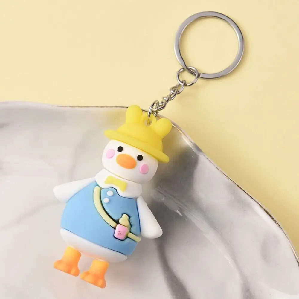 Student Milk Bottle Travel Duck Keychain Horse Clip Duck Vest Car Key Pendant Cute Soft Cartoon Keychain Birthday Gift