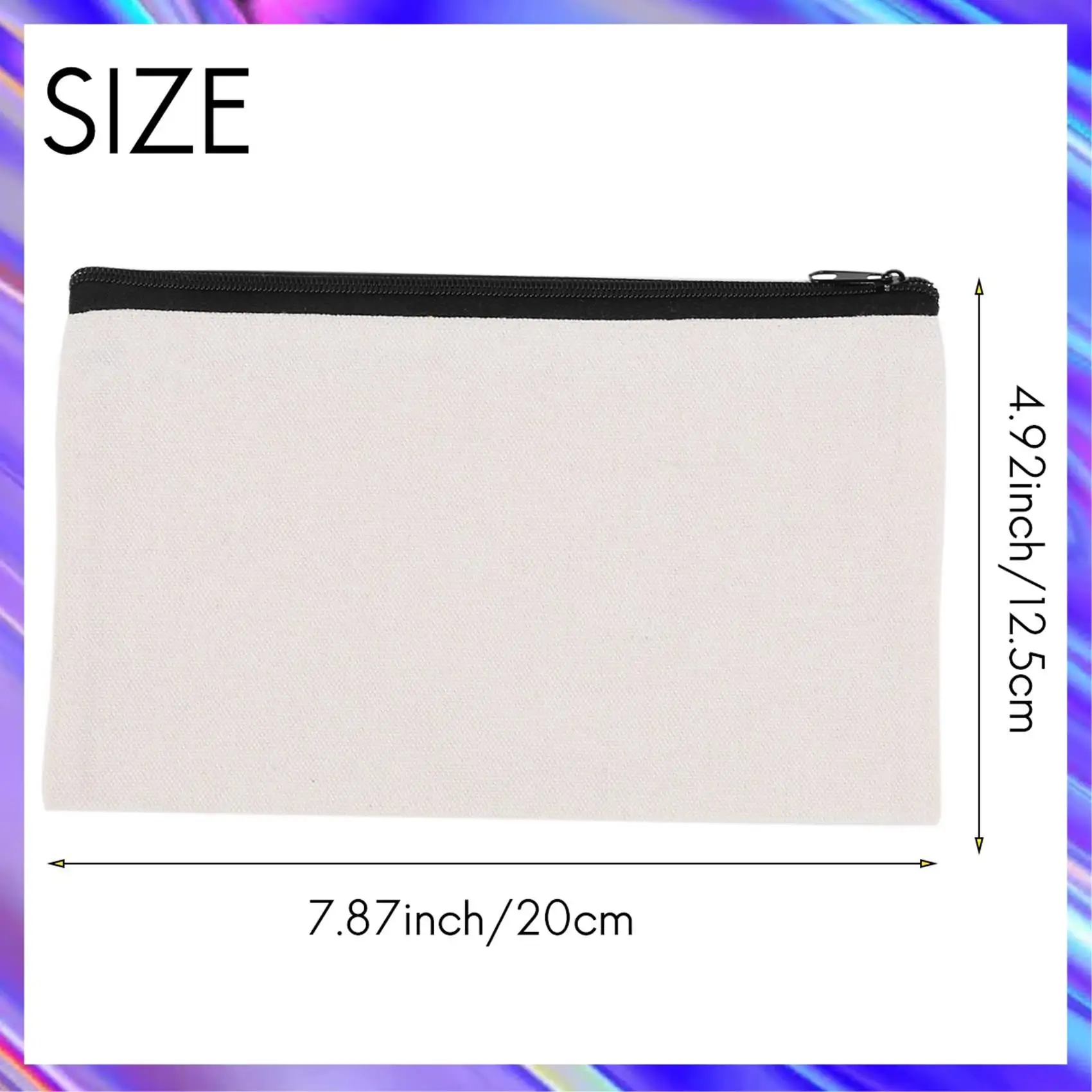 50 Stück Canvas-Make-up-Taschen, Canvas-Reißverschlusstaschen, Federmäppchen, blanko, DIY-Basteltaschen, Kosmetiktasche