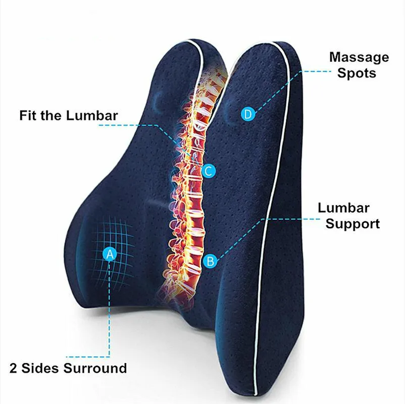 Orthopedic Chair Back Cushion Memory Foam Car Seat Office Sofa  Waist Lumbar Side Support Pillow Spine Coccyx Protect