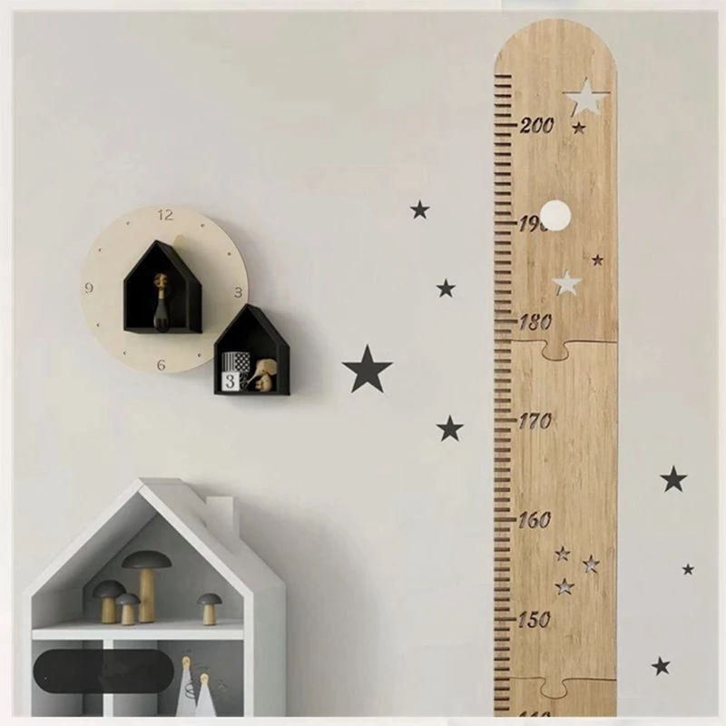 Growth Measuring Ruler Children's Room Patchwork Wooden Star Growth Measurement Ruler Height Ruler