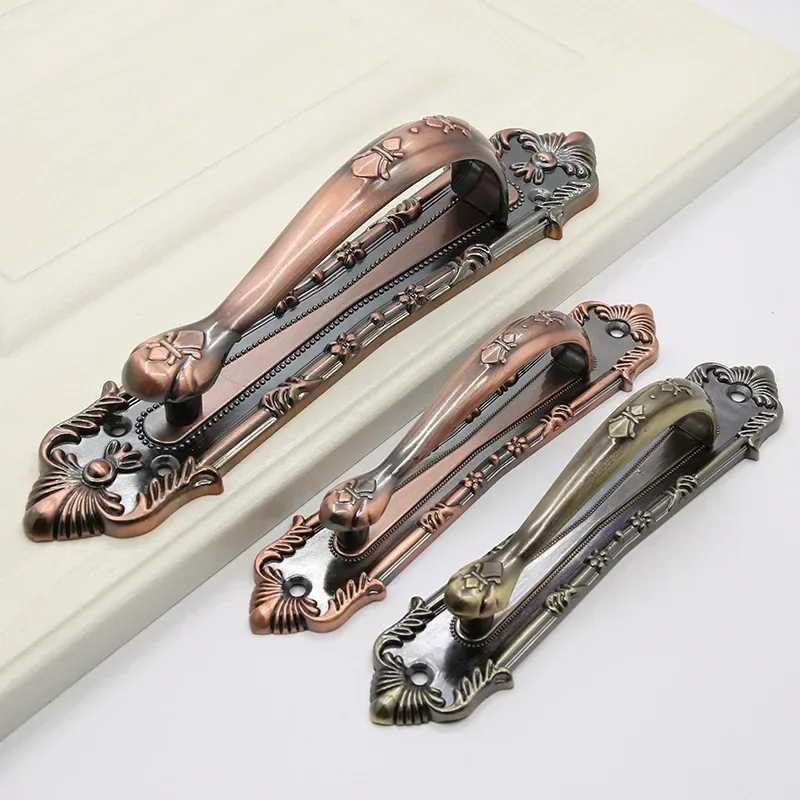 High Quality Decorative Furniture Wood Barn Door Handle Antique Imitate Copper Aluminum Alloy European Drawer Flush Handles