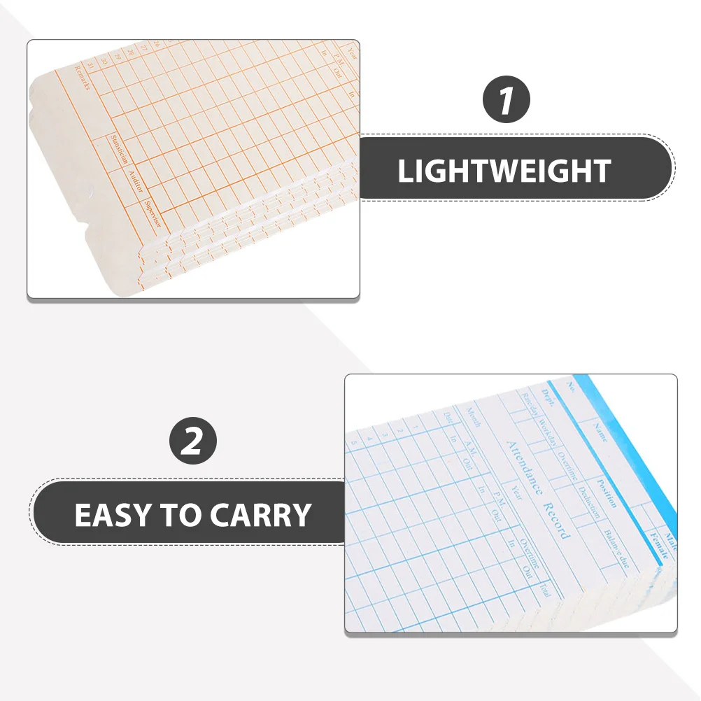 285 قطعة من ورق بطاقات الحضور: بطاقات زمنية على الوجهين للموظفين - توافق ساعة اللكم عالية الدقة لوقت المكتب #3