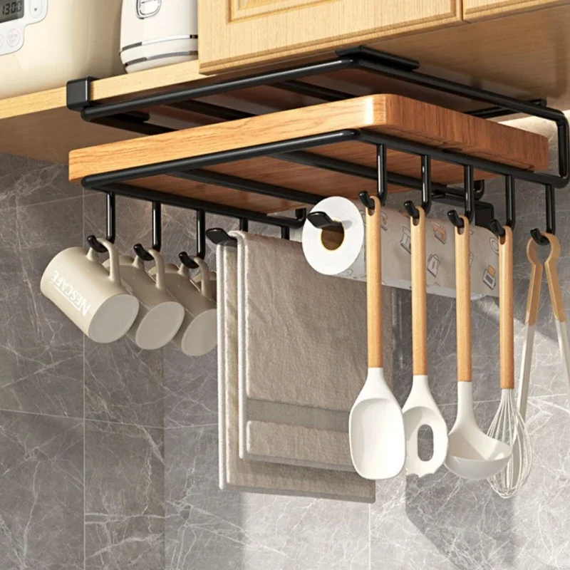 Stainless Steel Kitchen Hanging Cabinet Paper Towel and Rags Hanger Cutting Board and Pot Covers Holder Under Cupboard