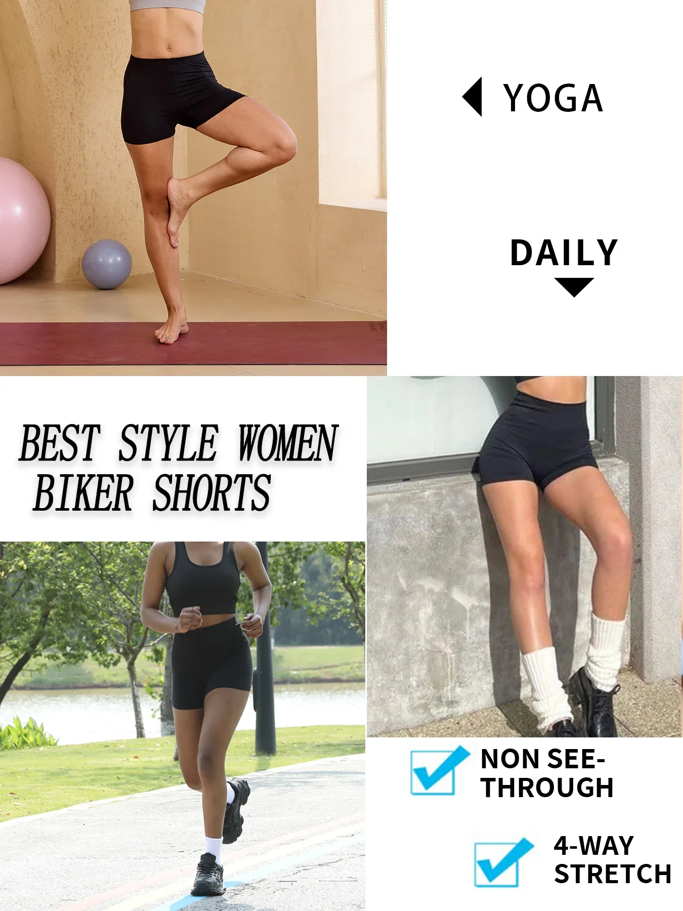 Biker กางเกงขาสั้นผู้หญิง Super Soft No See Through ออกกําลังกายโยคะวิ่งขี่จักรยาน Push Up Gym ฟิตเนสกางเกงขาสั้นผู้หญิง Activewear