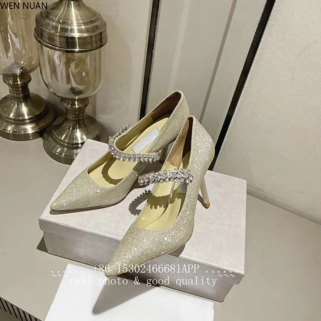Spring Autumn New Style Gorgeous French Beaded Nude High Heels Women's Thin Heels Pointed Toe Open Single Shoes Daily Wedding