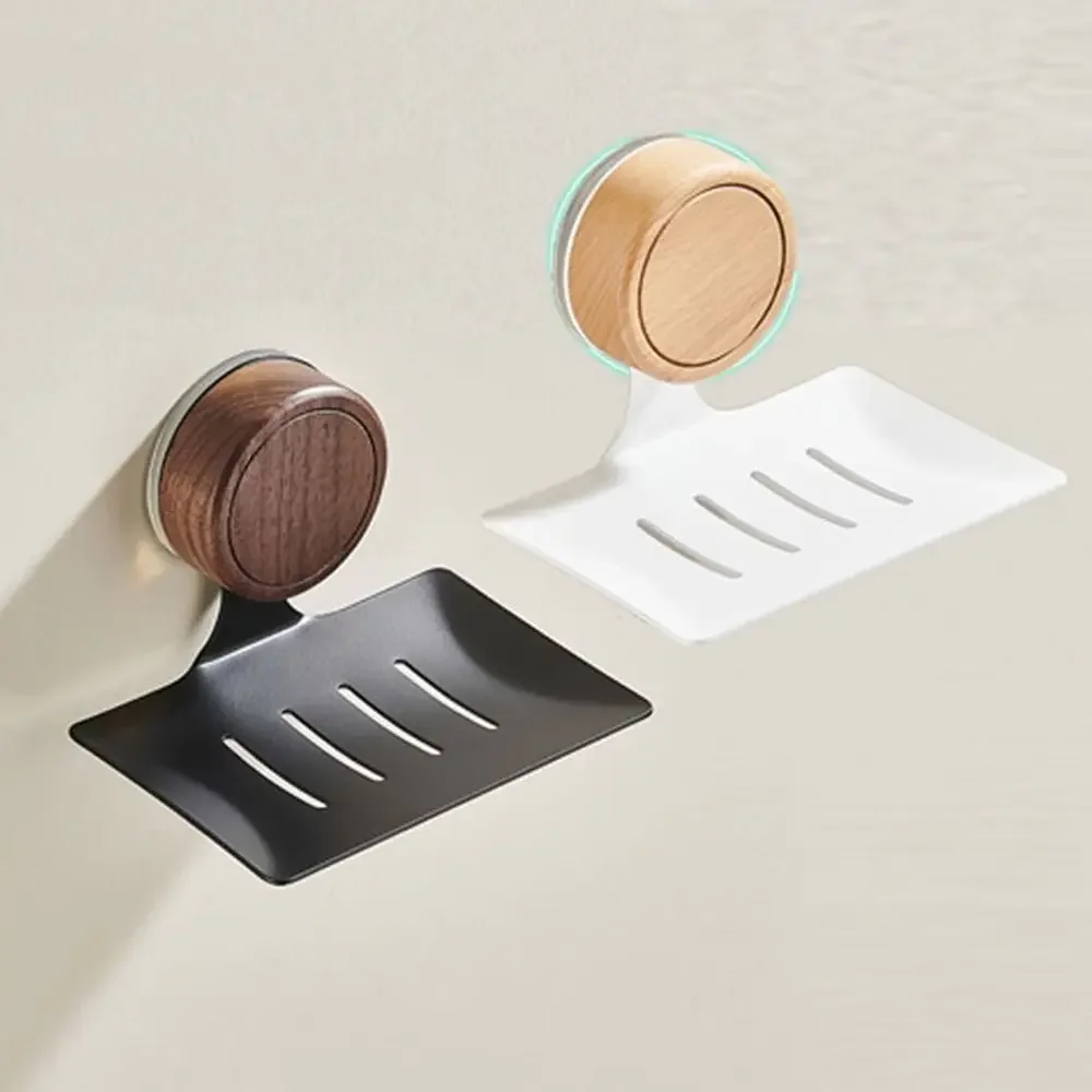 

1/2pcs Portable Suction Cup Self-Draining Soap Box Plastic Punch-Free Shower Soap Holder Bathroom Sponge Drying Container