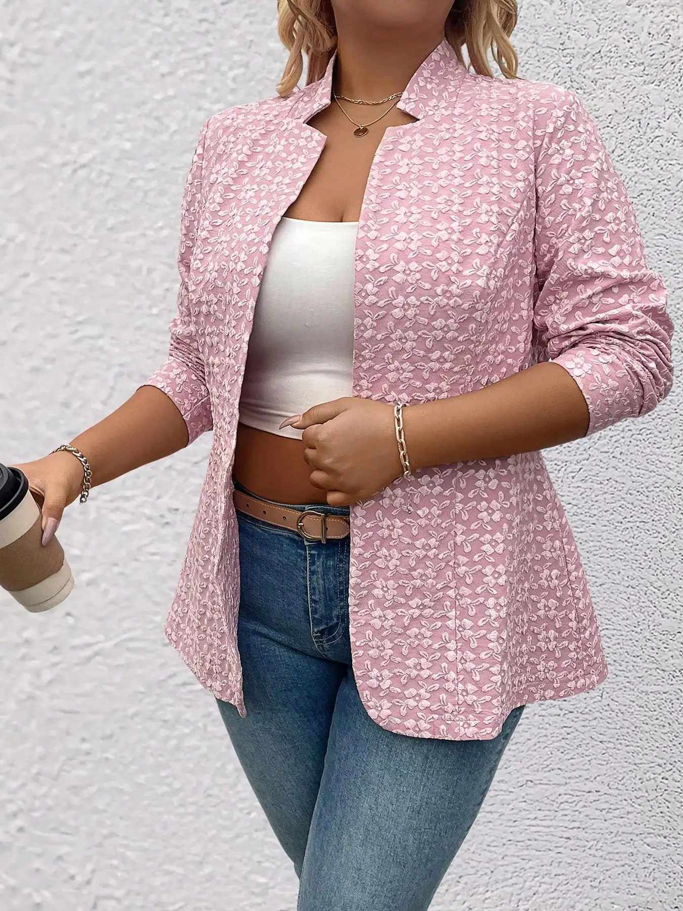 

Plus Size Women's Casual Loose-Fitting Coat for Fall & Winter, Comfortable Moderate Thickness Outerwear for Everyday Style