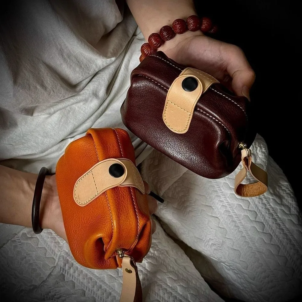 Portable Snap Closure Coin Purse Wrist Strap Business Vertical Card Holder Solid Color Card Holder Wallet Daily