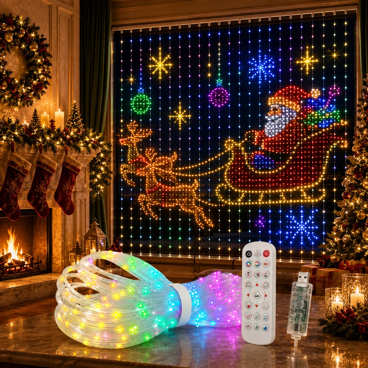Smart LED Curtain Lights RGBIC APP Control Music Sync DIY Patterns Timer Color Changing Lights for Christmas Home Decor