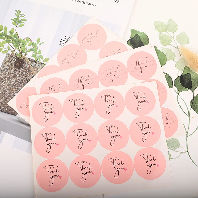 120pcs Thank You Stickers Pink Stickers for Company Giveaway Birthday Party Favors Labels Mailing Supplies Festival