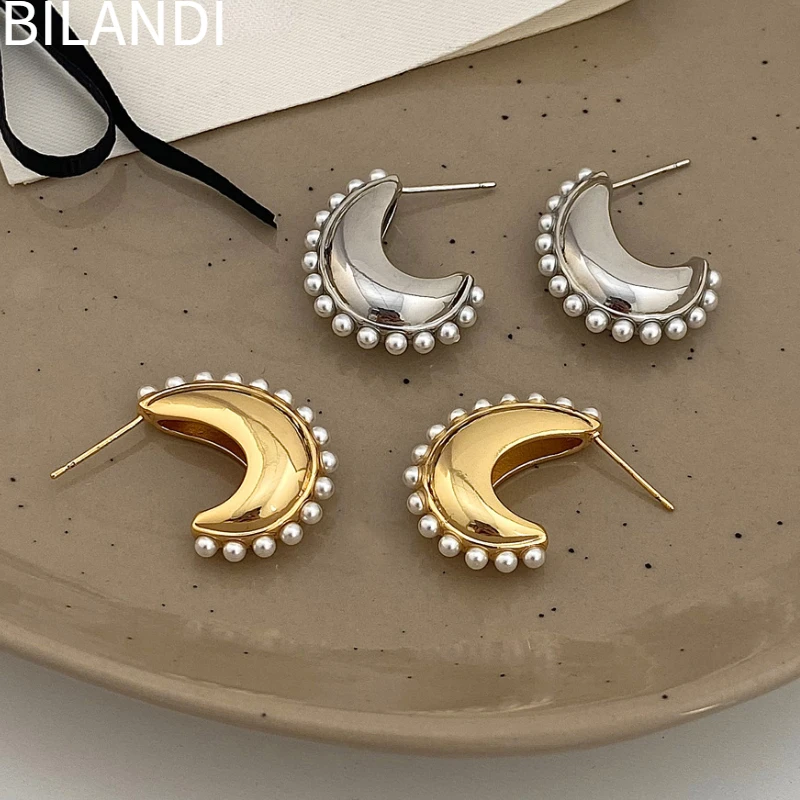 

Bilandi Fashion Jewelry Elegant Vintage Temperament Simulated Pearl Earring For Women Female Gifts Simply Design Ear Accessories