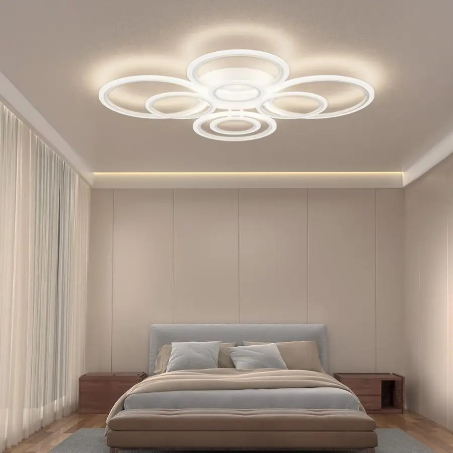 مصباح سقف LED، 23 بوصة، 3 درجات حرارة ألوان، 3348LM، سطوع قابل للتعديل، التحكم عن بعد في التطبيق، موفر للطاقة مثالي للعيش