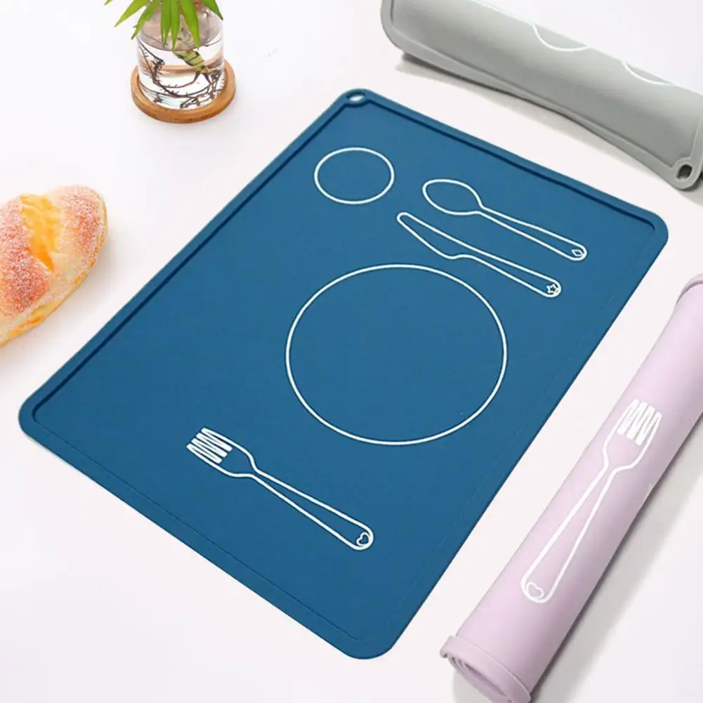 Unique Dinner Mat Durable Skid-resistant Portable Soft Non-slip Toddlers Infant Silicone Table Placemat