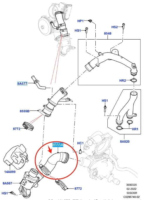 LR033994 LR010794 Thermostat hose water pump water pipe for Land Rover Range Velar Sport LR4 Discovery NEW DEFENDER 2010-2025