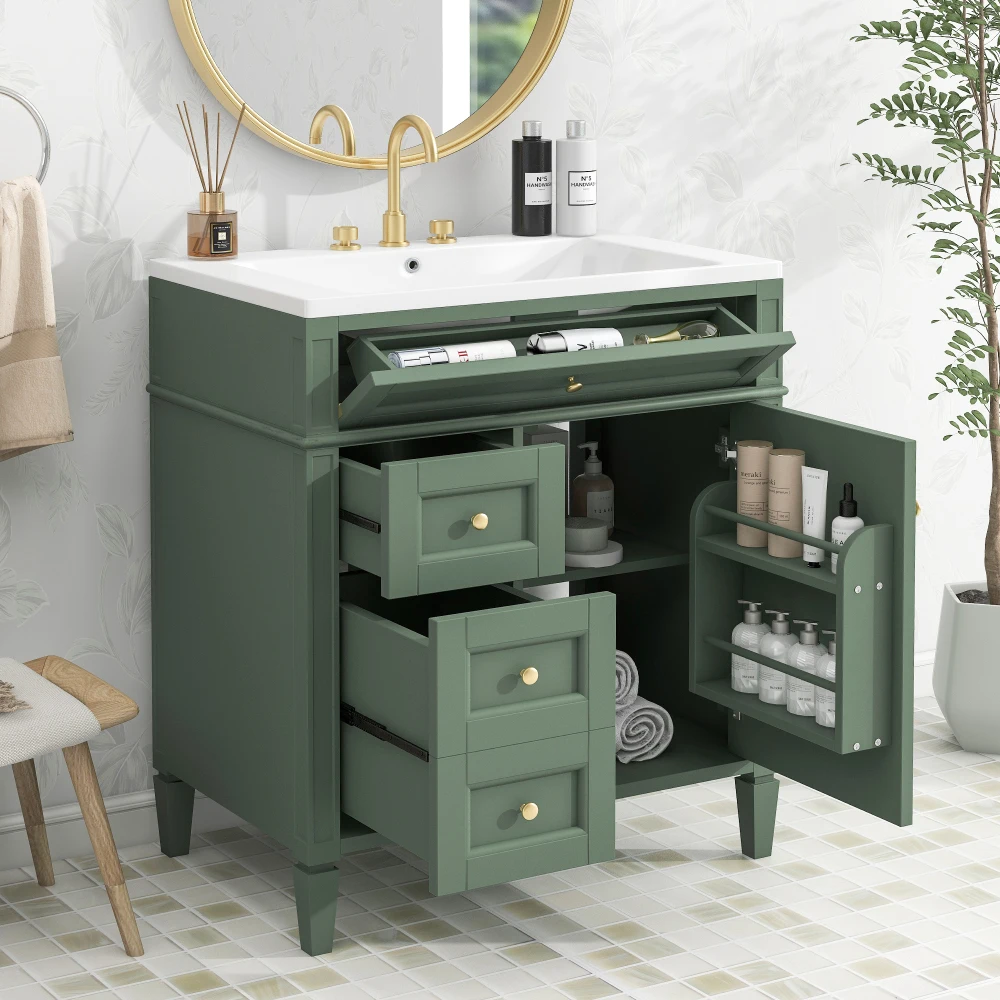 30 en effet HOVanity avec évier supérieur, armoire de rangement moderne HOStorage avec 2 wers de proximité et une MEL-OUT, évier simple HOVanity