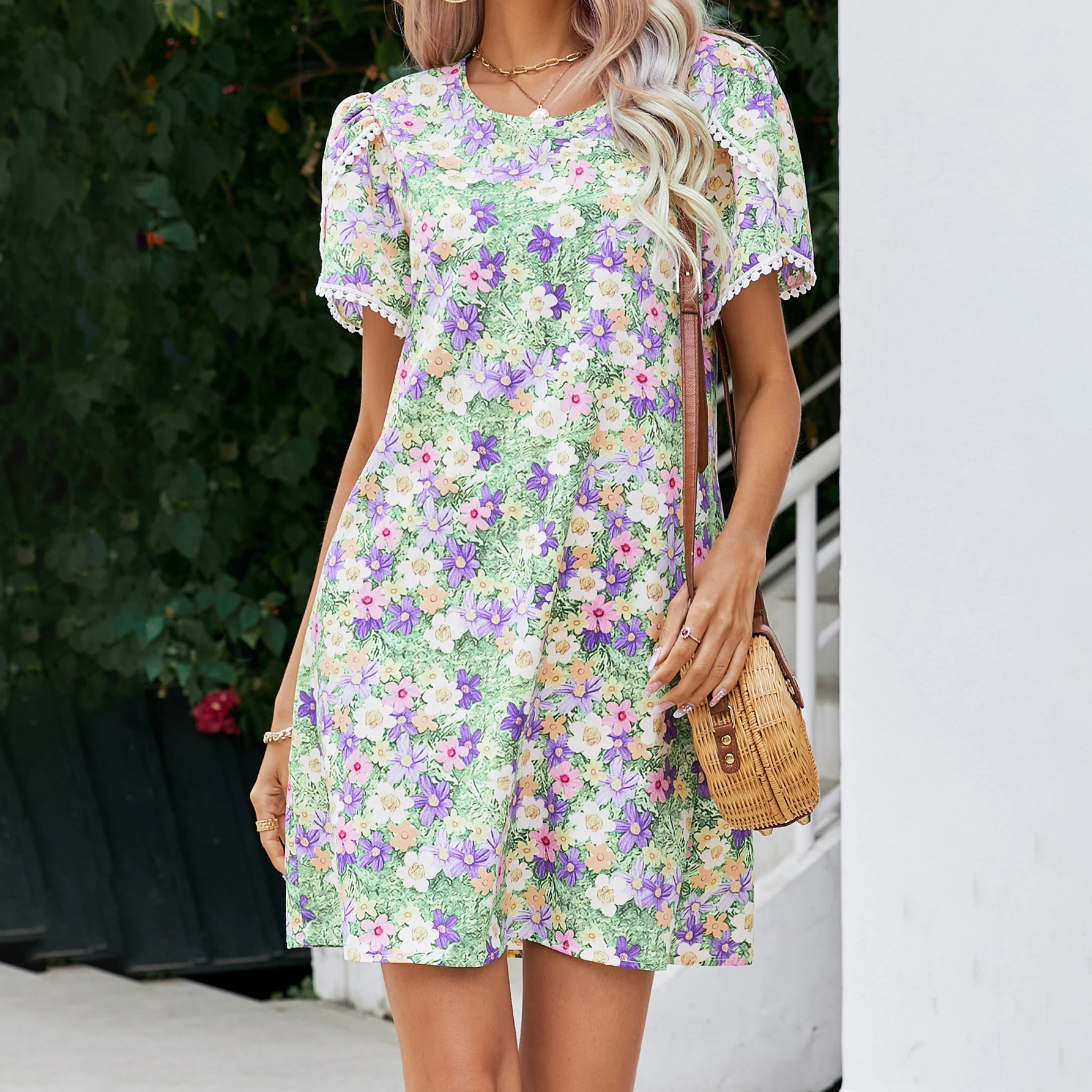 

Women Dresses Summer 2023 Elegant Tulipa Floral Print Boho Beach Dress Tassel Short Sleeve A Line Dresses for Women Vestidos