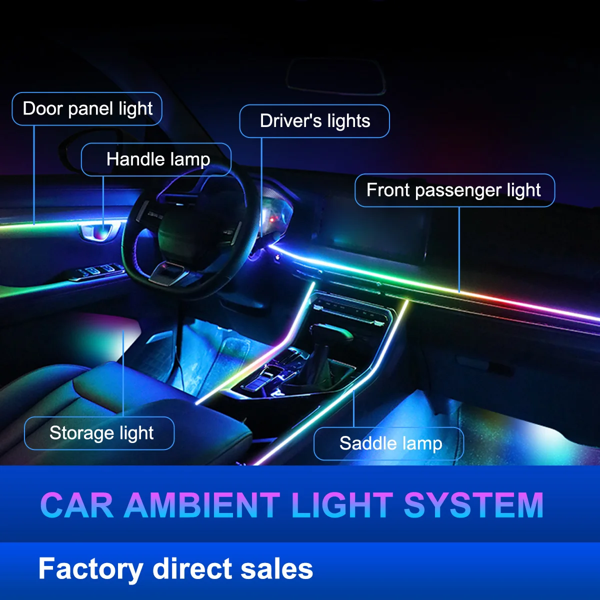 18 in 1 Ambient Light For Car Interior 64 Color Breathe Dashboard Door Decoration LED Lights RGB Bluetooth App Contro