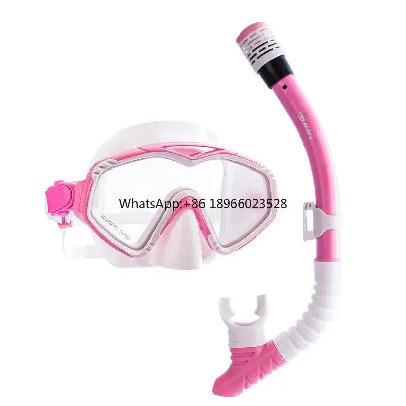 Anti fog  silicone tempered glasses skirt strap swim snorkeling free diving full face snorkel mask and snorkel set