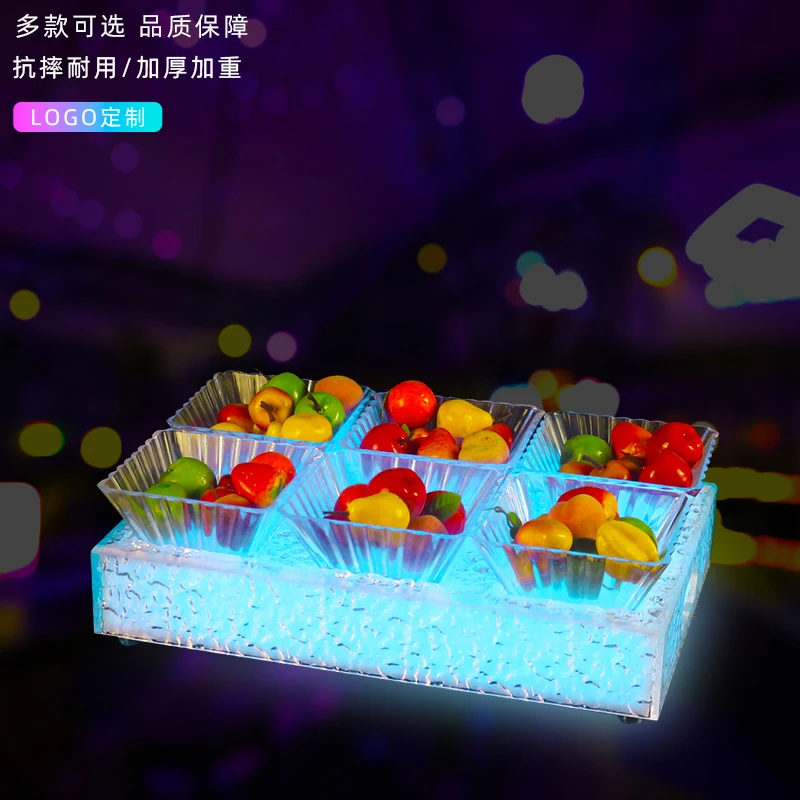 Bar snack fruit rack Nightclub LED fruit tray rack Ice patterned luminous snack tray Private room Party KTV exclusive