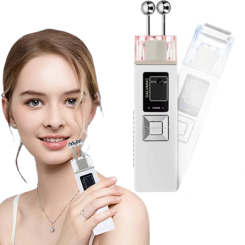 Portable Galvanic Microcurrent Skin Firming Device Facial Beauty Machine Anti-Aging Face Lift Massage Roller for Skin Care