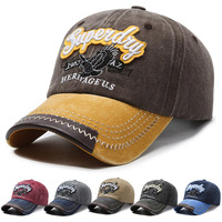 Spring and Autumn New Eagle Embroidered Hat Washed Old Alphabet Baseball Cap Retro Versatile Men's and Women's Contrasting Hat