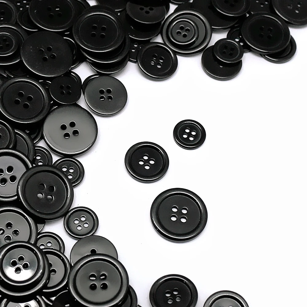 50 PCS 15/20/25mm Black Round Resin 4 Hole Sewing Craft Buttons For Clothing Sewing Crafting DIY Baby Clothing Accessories