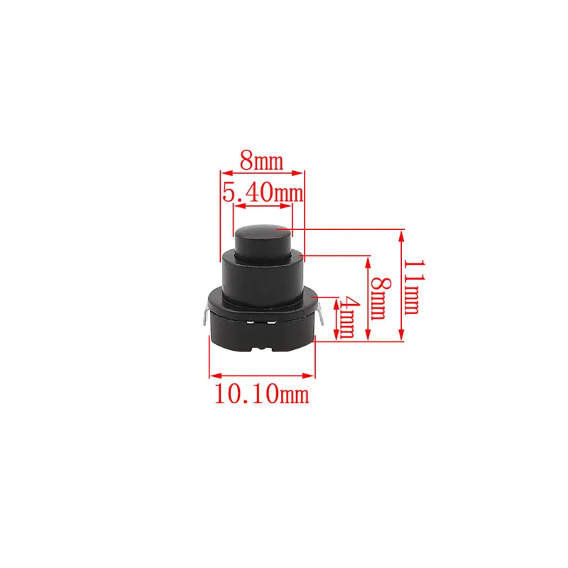 10Pcs Small Circular Flashlight Power Button Switch DC 30V 1A 10mm x 10mm ON-OFF Torch Self-locking Switches