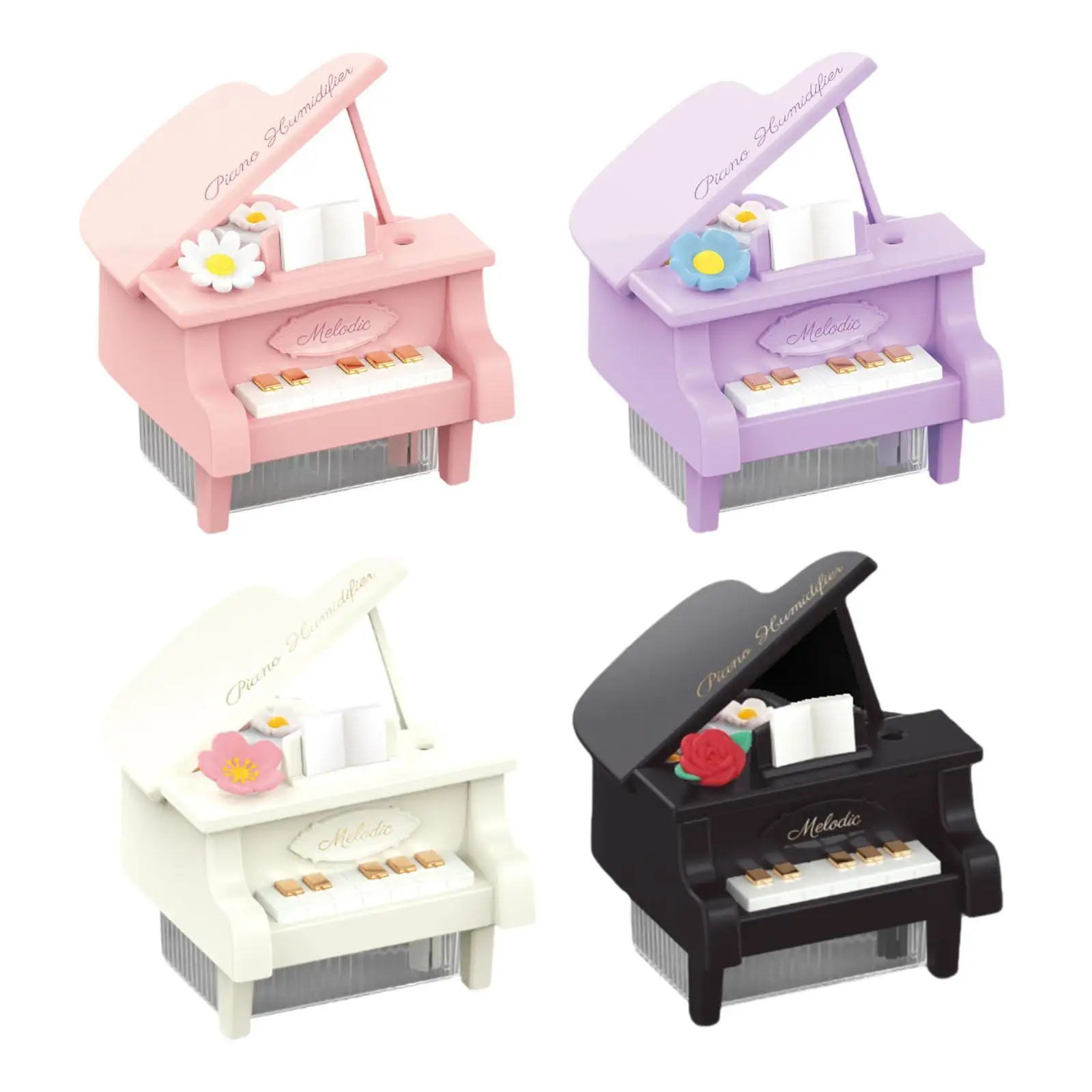 Piano Air Humidifier 2 Mode Setting Portable 350ml Traveling Personal Home Fragrance Ambient Light Settings for Office SPA