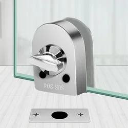 304 Stainless Steel Glass Lock Ground Bolt Ground Lock Anti-Theft Double Swing Hinge Frameless Sliding Door Lock, Brushed Finish