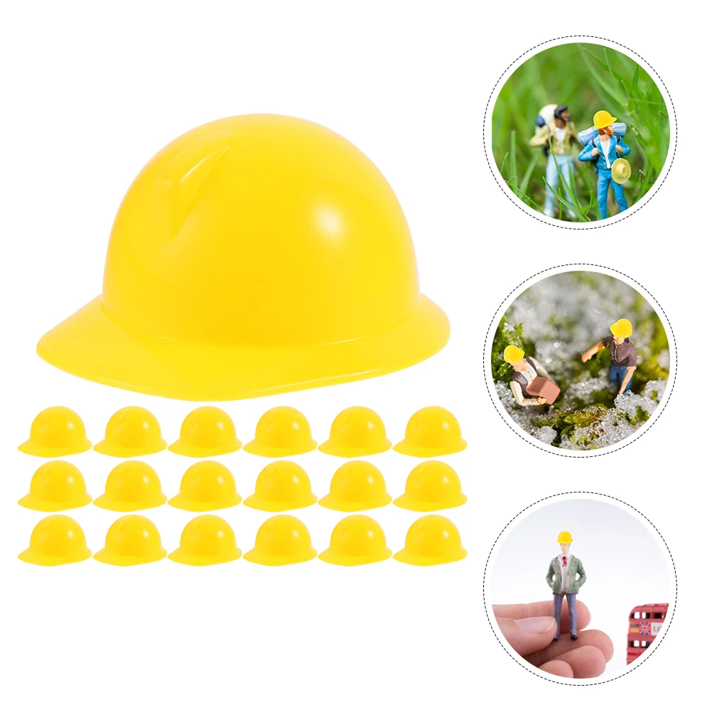 20 Pcs Mini Dolls Construction Hat Toy Hard Plastic Miniature Helmets Hats