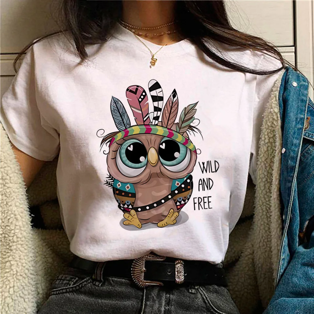 Owl tshirt women Classic kawaii anime Comfortable t-shirt 2000s Trendy Pop Culture Colorful