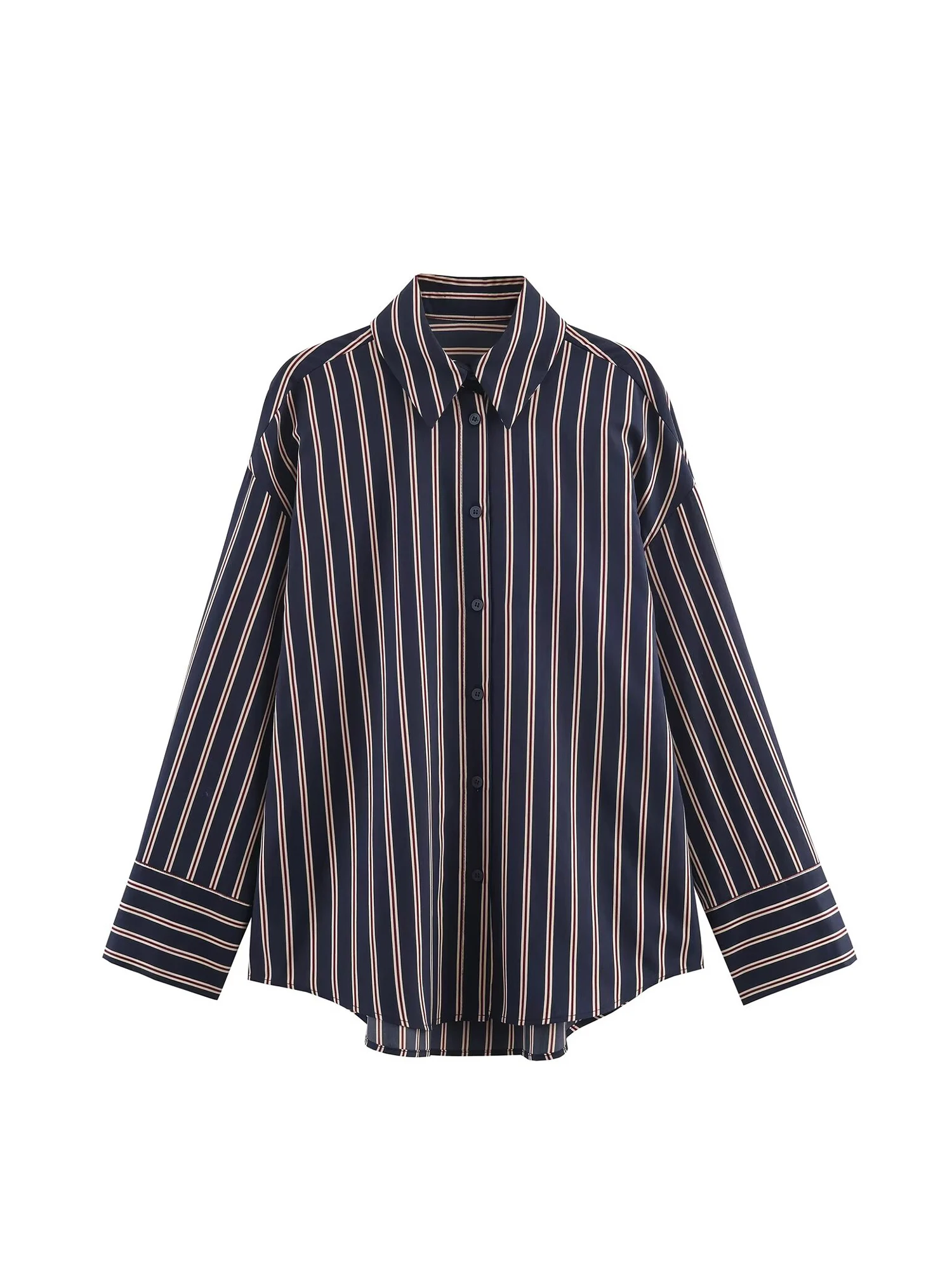 

Женские темно-синие полосатые рубашки, блузки Y2k, винтажные 2000-х годов, эстетичная элегантная рубашка-поло с длинными рукавами, одежда, осень-весна