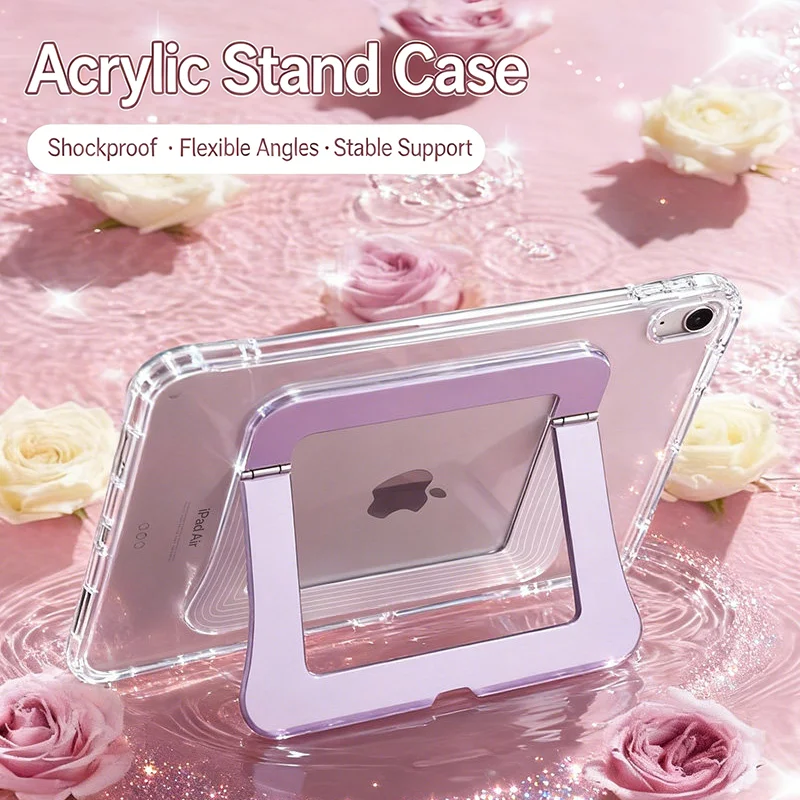 

For iPad 10/11th, Air 4/5/6/7, Pro 11", mini 6/7 - Acrylic Shockproof Stand Case, Multi-Angle, Magnetic Pencil Compatible