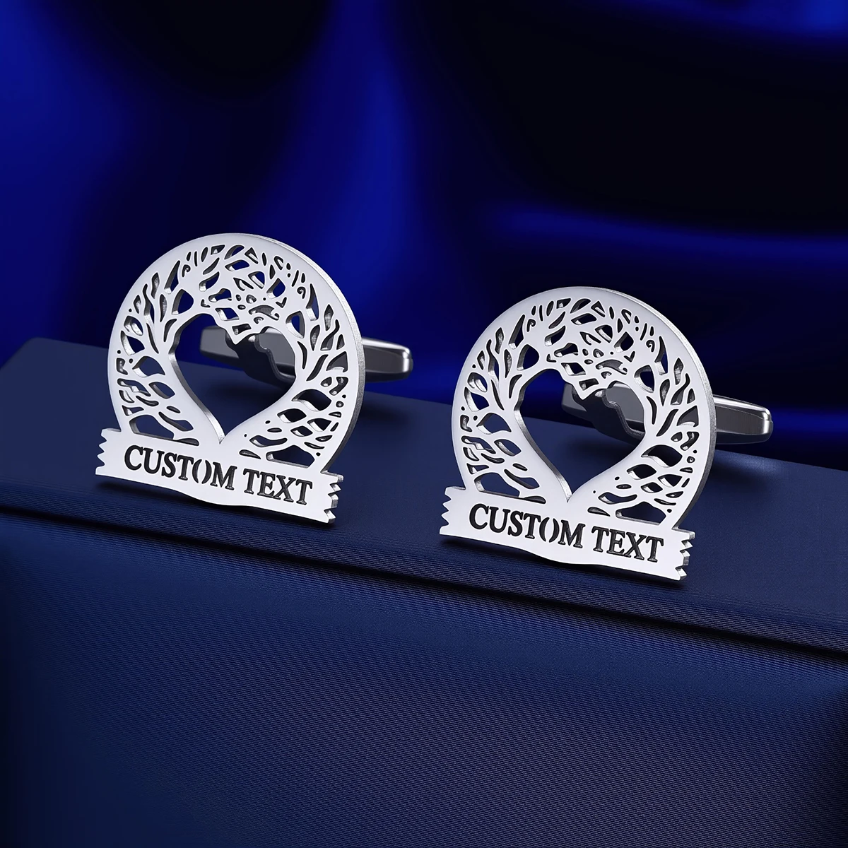 

Customized Name Men's hollow heart cufflinks Customized Suit Shirt Stainless Steel Buttons Sports Jewelry Gifts