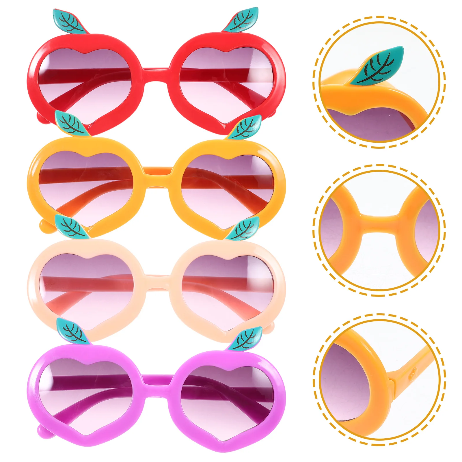 

4Pcs Peach Sunglasses Cute Uv Protection Summer Cartoon Party Eyewear Sunglasses for Outdoor Fun Party Glasses