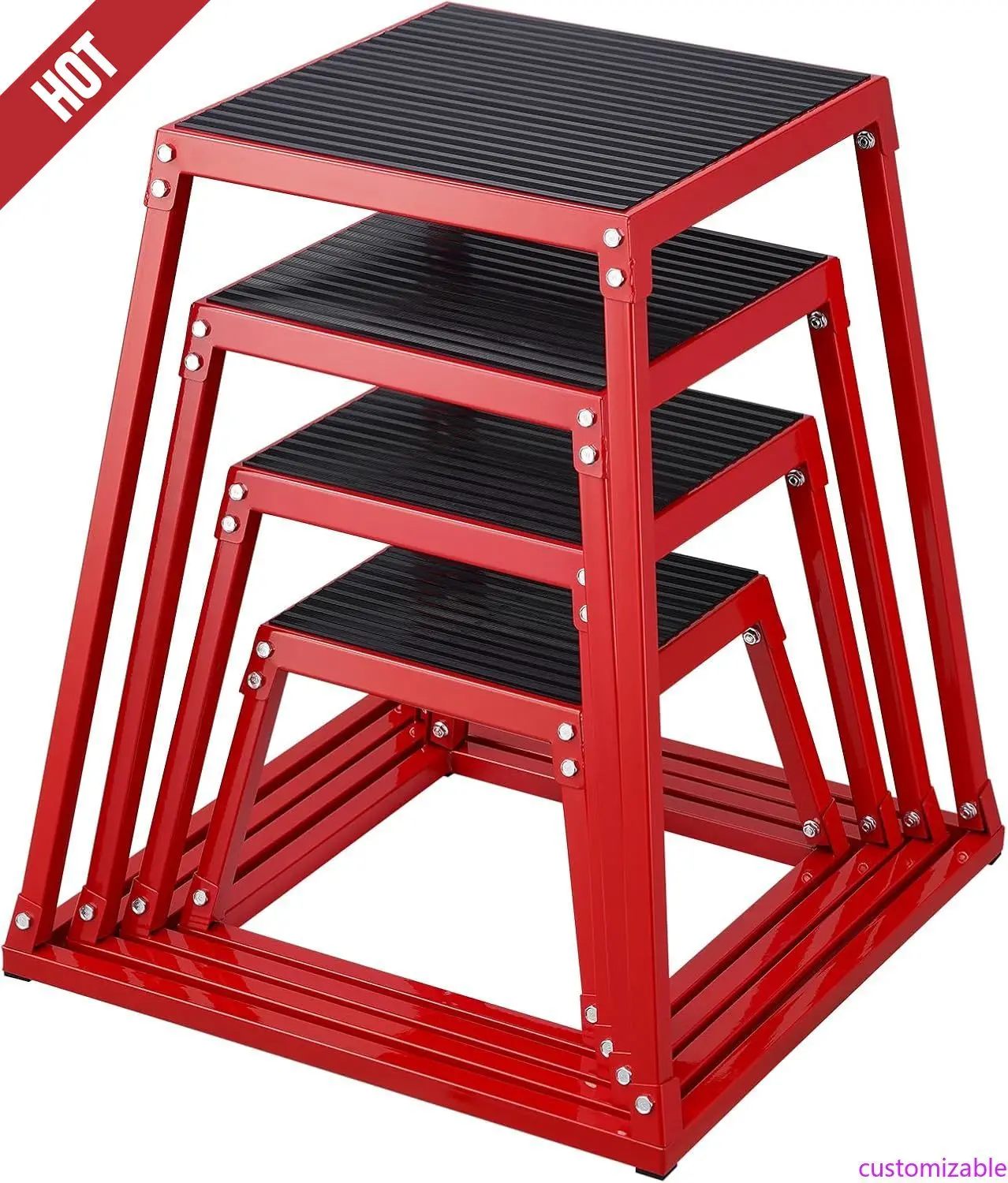 

NEW Plyometric Jump Box, 18 Inch Plyo Box, Steel Plyometric Platform , Anti-Slip Fitness Exercise Step Up Box