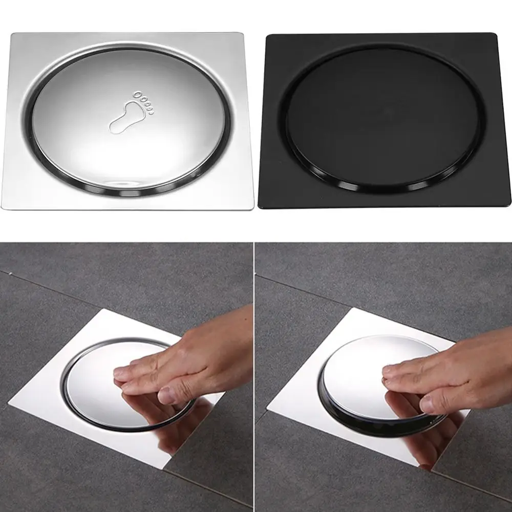 

Removable Square Shower Drain Press Type Waterproof Bathroom Hair Strainer Anti-odor Rust-proof Pop-up Drain Filter Toilets