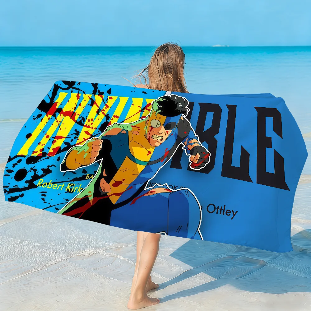 Cartoon I-Invincible-S Towel Soft Lightweight Anti-Sand Large Beach Towel Quick-Drying Bath Sports Family