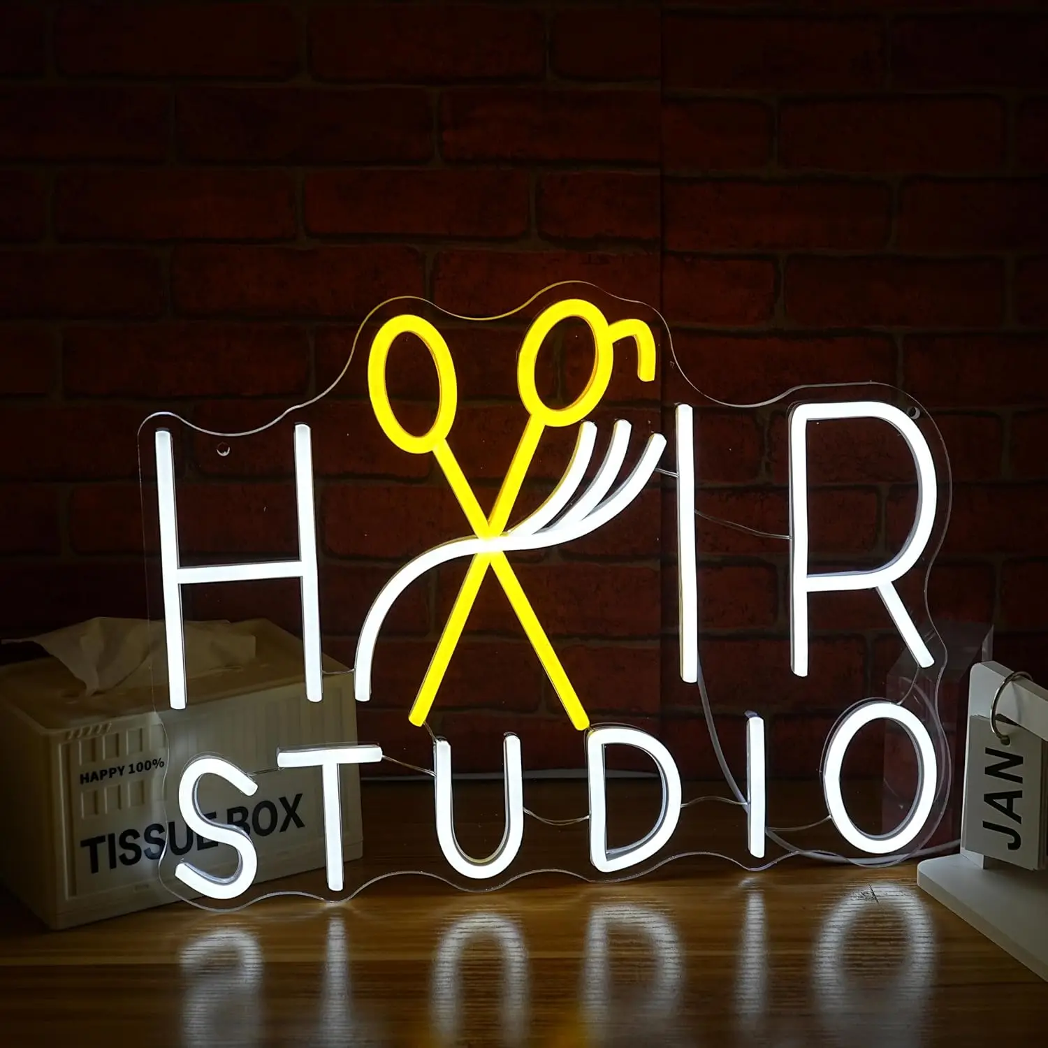 Hair Studio Neon Sign USB Powered Stylish LED Neon Light Sign Dimmable Beauty Salon Haircut for Barber Beauty Shop Wall Decor