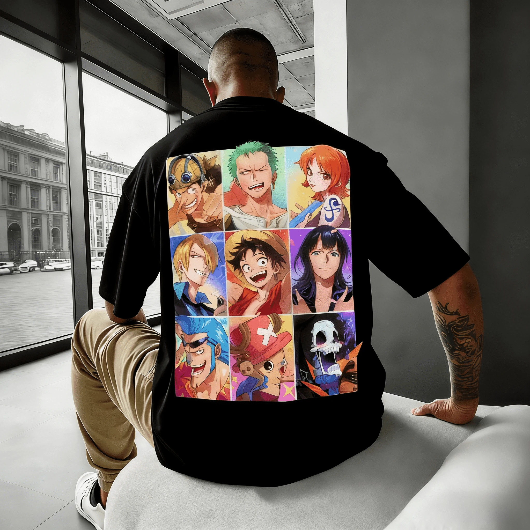

One Piece Anime Breathable Cotton Short-sleeved 2026 New Style American Loose-fit Men's Summer Sports Round-neck T-shirt