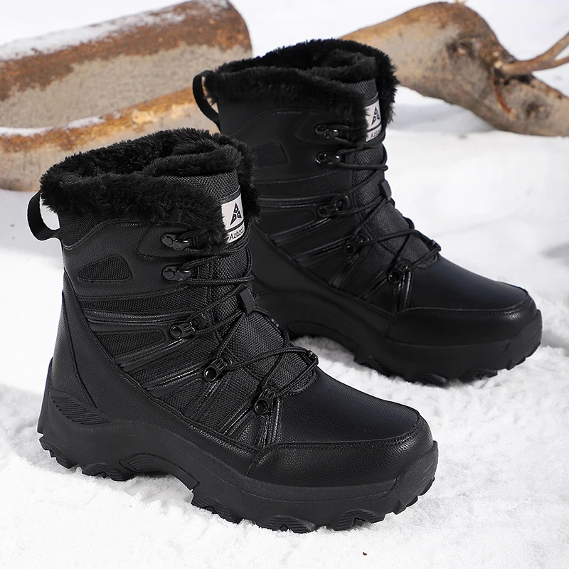 

Men's Warm Winter Boots Waterproof Non-Slip Plush Lined Sneaker Shoes Winter Slippers Comfortable Male Tenis Boots