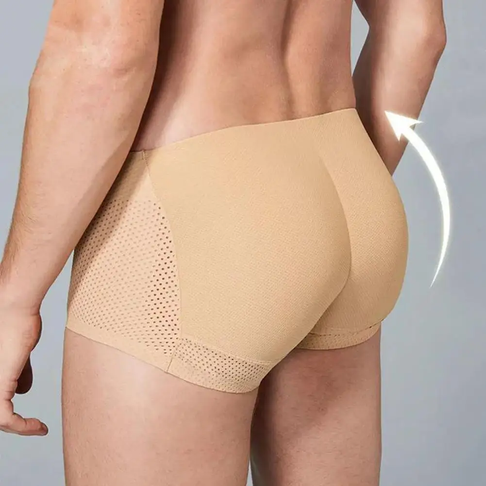 Fake Buttock Men Seamless Hip Lift Underwear Padded Butt Enhancer Men Hip Pad Fake Butt Breathable Mid-rise Men Shorts Panties